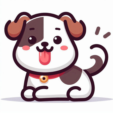 Cute cartoon dog. Vector illustration isolated on a white background.のイラスト素材