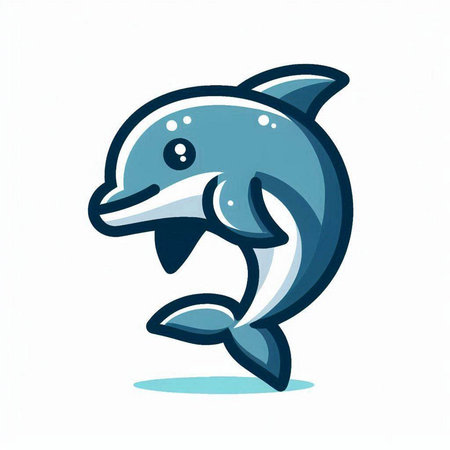 Cartoon dolphin on a white background. Vector illustration for your designのイラスト素材