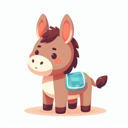 Cute cartoon donkey. Vector illustration isolated on a white background.のイラスト素材