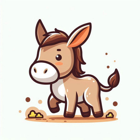 Illustration of a Cute Cartoon Donkey, Vector Illustration.のイラスト素材
