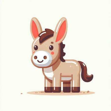Cute donkey. Vector illustration in cartoon style on white background.のイラスト素材