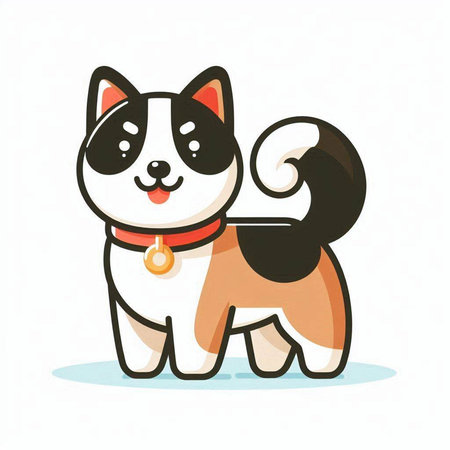 Cute Akita Inu dog on white background. Vector illustration.のイラスト素材