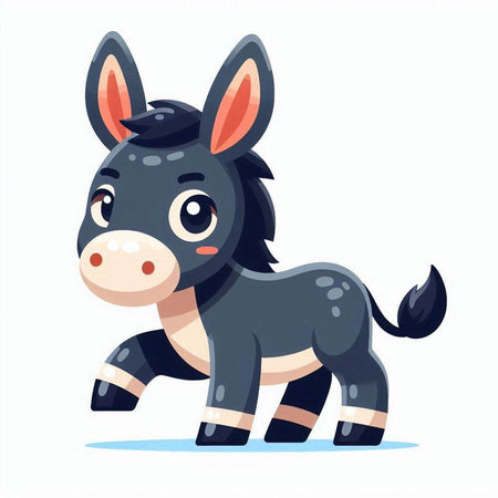 Cute cartoon donkey. Vector illustration isolated on a white background.のイラスト素材