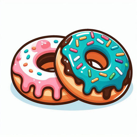 Colorful donuts isolated on a white background. Vector illustration.のイラスト素材