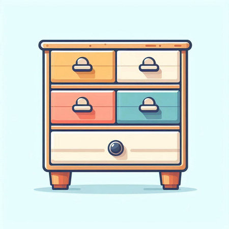 Cabinet with drawers. Vector illustration in cartoon style.のイラスト素材