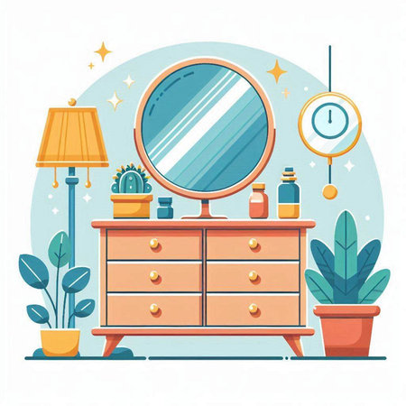 Furniture and home decoration. Vector illustration in flat style.のイラスト素材