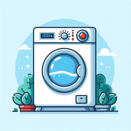 Washing machine vector illustration. Washing machine in flat style.のイラスト素材