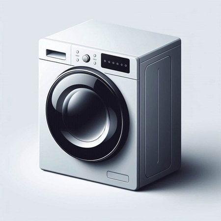 Laundry machine on a white background. 3d rendering.のイラスト素材