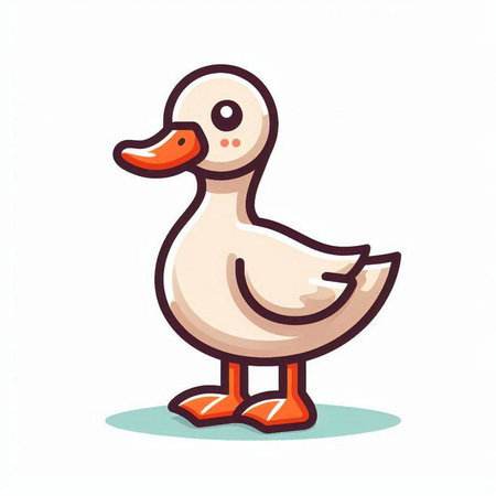 Duck vector illustration isolated on white background. Cute cartoon duck.のイラスト素材