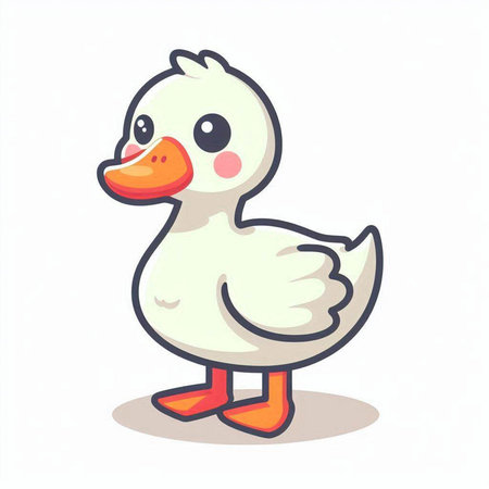 Duck cartoon isolated on white background. Cute vector illustration.のイラスト素材