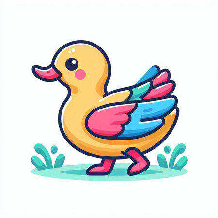 Cute rubber duck. Vector illustration. Isolated on white background.のイラスト素材