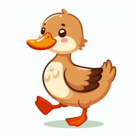 Cute cartoon duckling isolated on white background. Vector illustration.のイラスト素材
