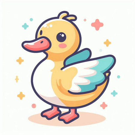 Cute cartoon duck. Colorful vector illustration in flat style.のイラスト素材