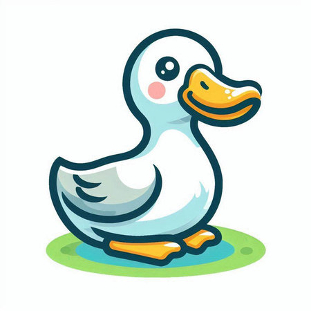 Cute duck isolated on a white background. Vector illustration in cartoon style.のイラスト素材