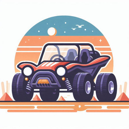 Off-road vehicle. Vector illustration in flat design style. Auto on the road.のイラスト素材