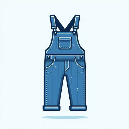 Vector illustration of blue overalls on white background. Eps 10.のイラスト素材