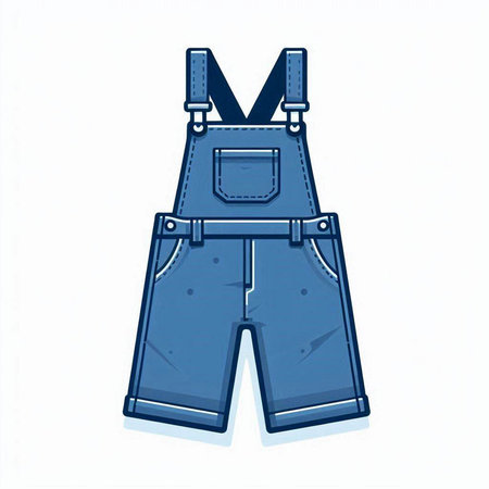 Denim overalls isolated on the white background. Vector illustration.のイラスト素材
