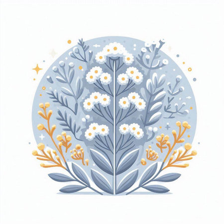 Cute floral card with chamomile flowers. Vector illustration.のイラスト素材