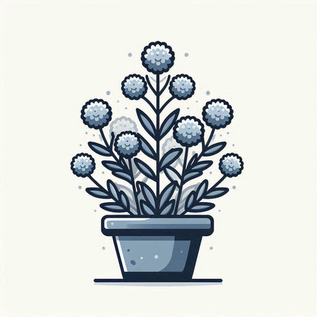 Flowerpot with decorative flowers. Vector illustration in flat style.のイラスト素材