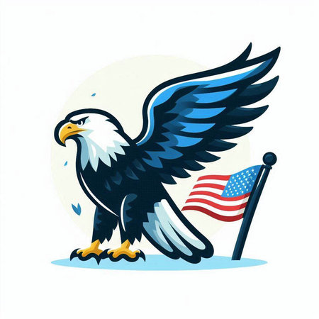 Eagle with USA flag. Vector illustration of american eagle.のイラスト素材