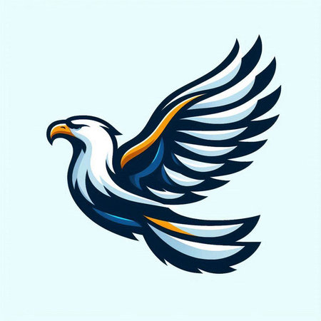 eagle logo vector icon illustration design template on light blue background.のイラスト素材