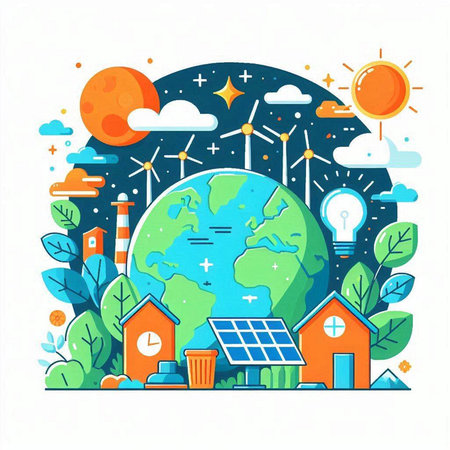 Ecology concept. Green planet and eco friendly elements. Vector illustrationのイラスト素材