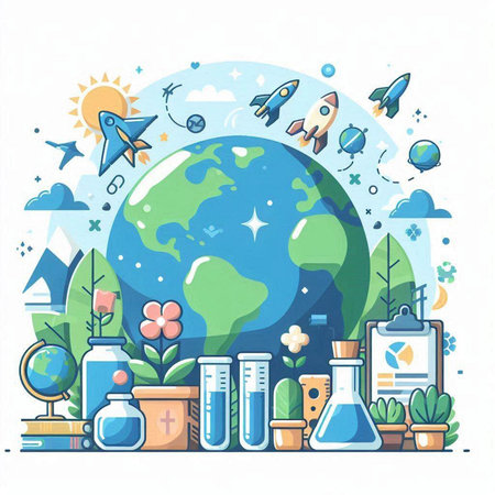 Science and education concept. Vector illustration of science and education elements.のイラスト素材