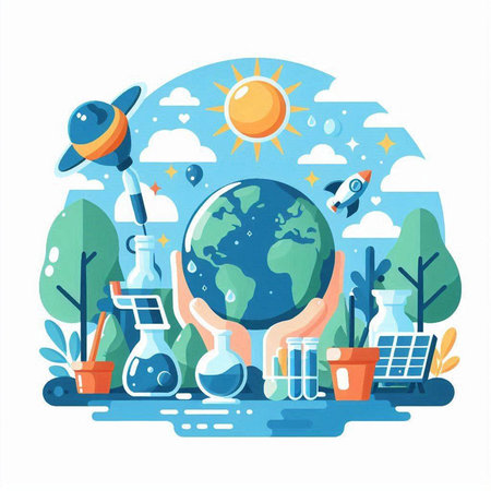 Vector flat illustration of Earth Day. World Environment Day concept. Design for banner, poster or print.のイラスト素材