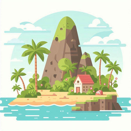 island in flat style. vector illustration of island in flat styleのイラスト素材