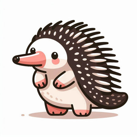 Cute cartoon hedgehog. Vector illustration on a white background.のイラスト素材