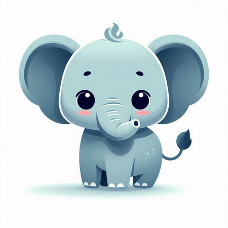 Cute cartoon elephant isolated on a white background. Vector illustration.のイラスト素材