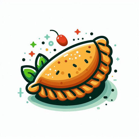 Vector hand drawn cartoon style illustration of pie. Isolated on white background.のイラスト素材