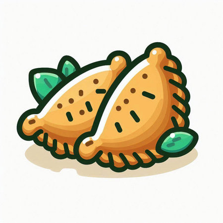 Vector illustration of a cute cartoon hand-drawn empanadas.のイラスト素材