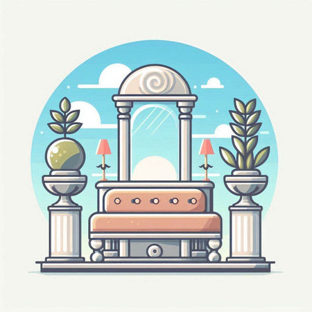 Vector illustration of a vintage gazebo in the style of flat designのイラスト素材
