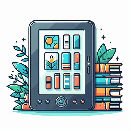 Smartphone and books. Vector illustration in flat cartoon style. Online education concept.のイラスト素材