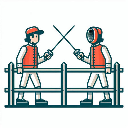 Fencing vector illustration. Fencing competition. Fencing match.のイラスト素材