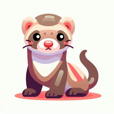 Cute ferret with bandage on his neck. Vector illustration.のイラスト素材