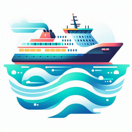 Cruise ship in the sea. Vector illustration for your design.のイラスト素材