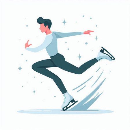 Figure skating. Winter sport. Vector illustration in flat cartoon style.のイラスト素材