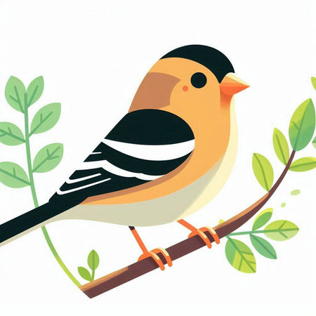 Bullfinch on a branch isolated on white background. Vector illustration.のイラスト素材