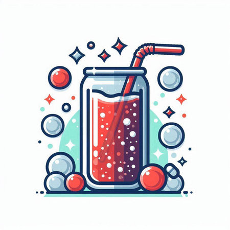 Cocktail in a glass with a straw. Vector illustration.のイラスト素材