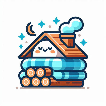 Cute cartoon log house. Vector illustration in a flat style.のイラスト素材