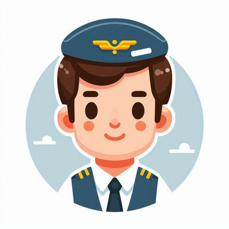Vector illustration of a pilot in a flat style. Cartoon character.のイラスト素材