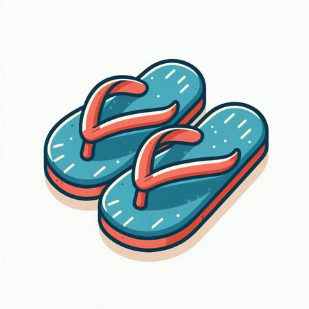Flip flops doodle icon, vector color illustration.のイラスト素材