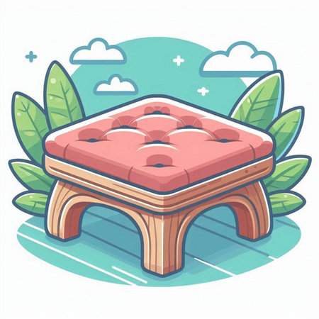 Illustration of a Stool Furniture in the Garden - Vectorのイラスト素材