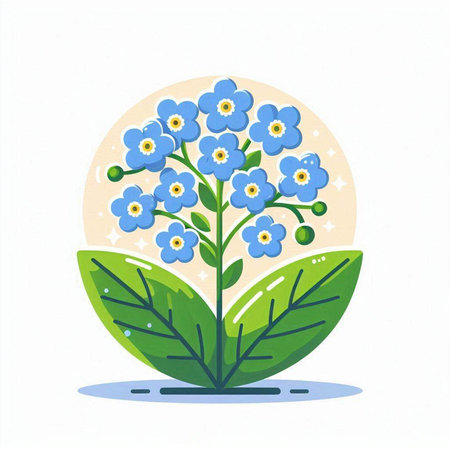 Blue forget-me-nots on white background. Vector illustration.のイラスト素材