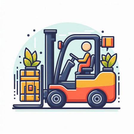Forklift with boxes. Logistics and delivery of goods. Vector illustrationのイラスト素材