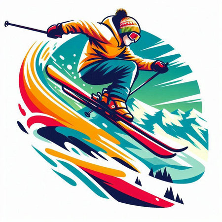 snowboarder in the mountains. Vector illustration on a white backgroundのイラスト素材