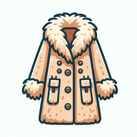 Vector illustration of a fur coat on a white background. Winter clothing.のイラスト素材
