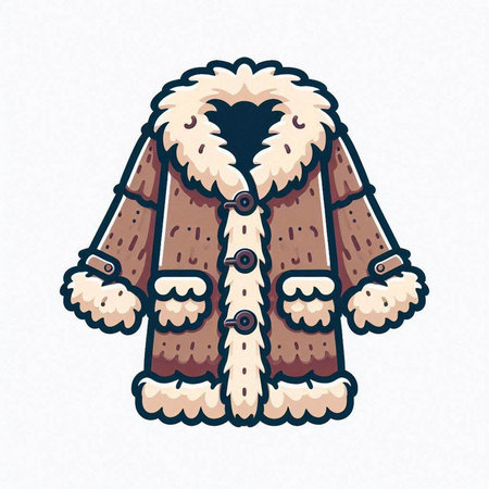 Fur coat with fur. Vector illustration of a fur coat.のイラスト素材